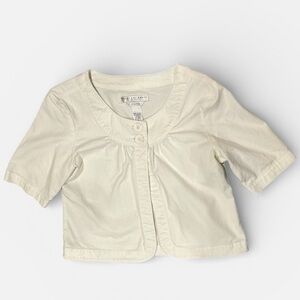 Geoffrey Beene Cream Open Front Button Cropped Top Women’s Cotton Blend Size S